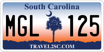 SC license plate MGL125
