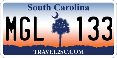SC license plate MGL133