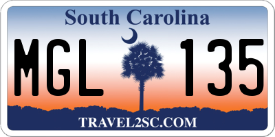 SC license plate MGL135