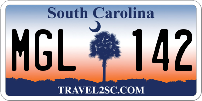 SC license plate MGL142