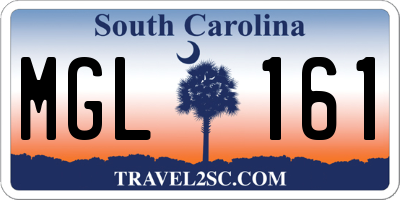 SC license plate MGL161