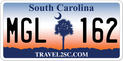 SC license plate MGL162