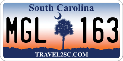 SC license plate MGL163