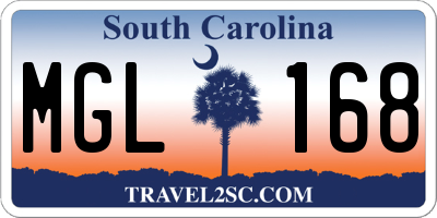 SC license plate MGL168