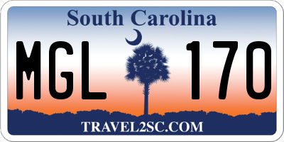 SC license plate MGL170