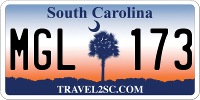 SC license plate MGL173