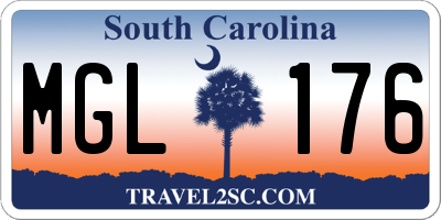 SC license plate MGL176