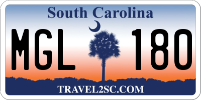 SC license plate MGL180