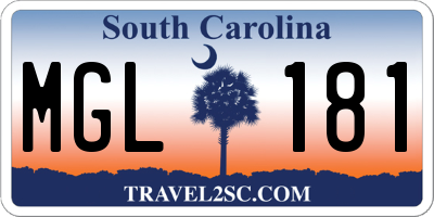 SC license plate MGL181