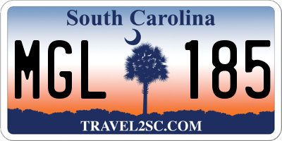 SC license plate MGL185