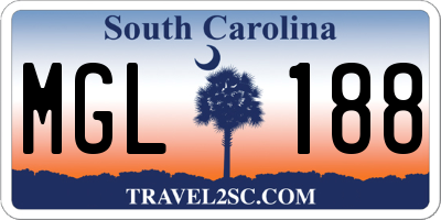 SC license plate MGL188