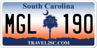 SC license plate MGL190