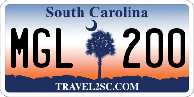 SC license plate MGL200