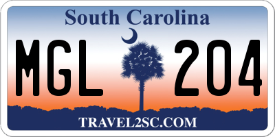SC license plate MGL204