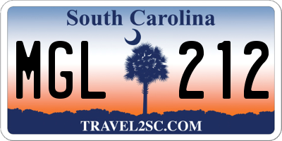 SC license plate MGL212