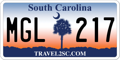 SC license plate MGL217