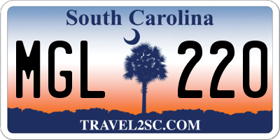 SC license plate MGL220