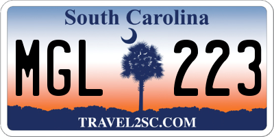SC license plate MGL223