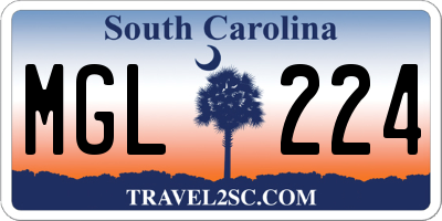 SC license plate MGL224