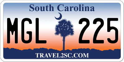 SC license plate MGL225