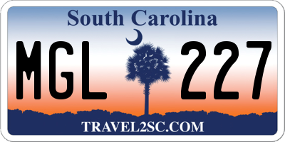 SC license plate MGL227