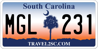 SC license plate MGL231