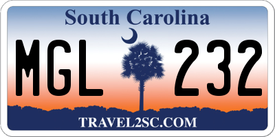 SC license plate MGL232