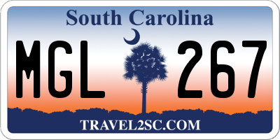 SC license plate MGL267