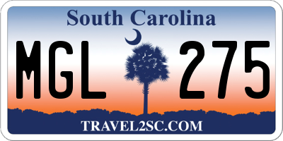 SC license plate MGL275