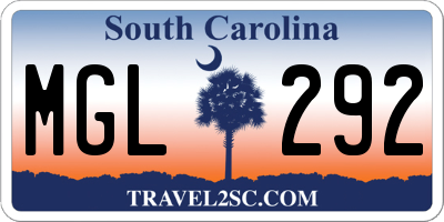 SC license plate MGL292