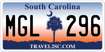 SC license plate MGL296