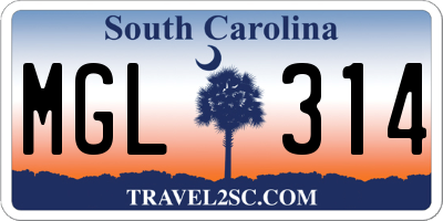 SC license plate MGL314