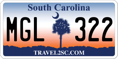 SC license plate MGL322