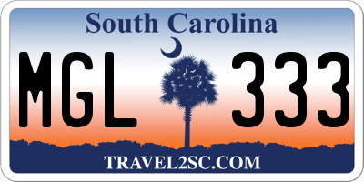 SC license plate MGL333