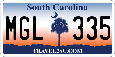 SC license plate MGL335
