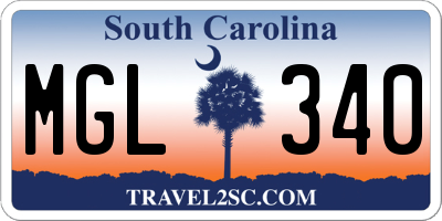 SC license plate MGL340