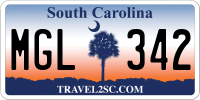 SC license plate MGL342