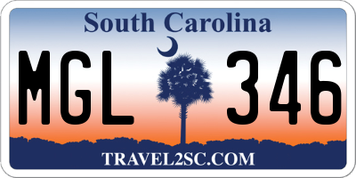 SC license plate MGL346