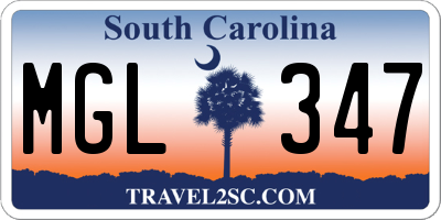SC license plate MGL347