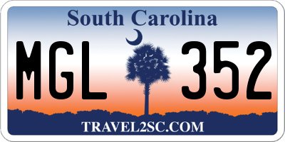 SC license plate MGL352