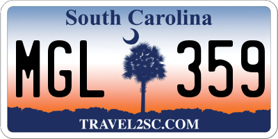 SC license plate MGL359