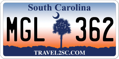 SC license plate MGL362