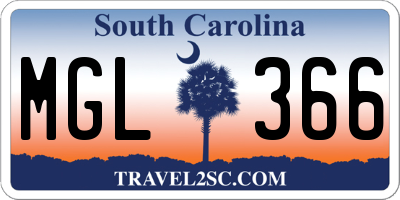 SC license plate MGL366