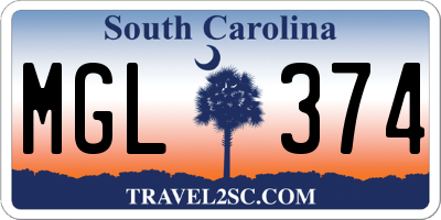 SC license plate MGL374