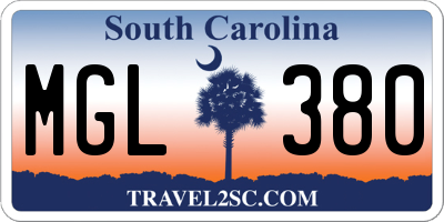 SC license plate MGL380
