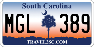 SC license plate MGL389