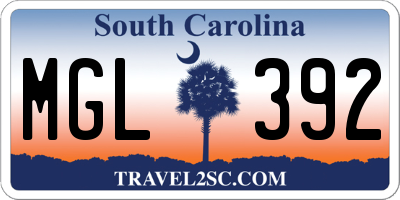 SC license plate MGL392
