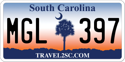 SC license plate MGL397