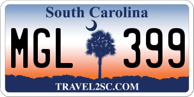 SC license plate MGL399