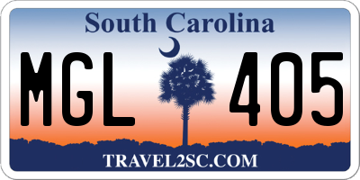 SC license plate MGL405
